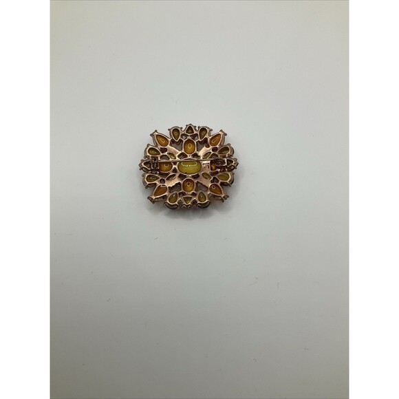Liz Claiborne Bronze Red Crystal Brooch Fashion Jewelry Statement Piece - Picture 2 of 4